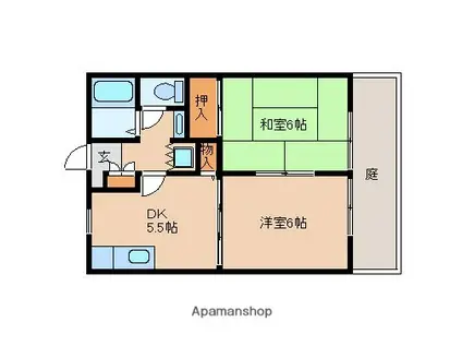 コンフォーレ梅山(2DK/1階)の間取り写真