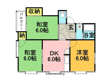 メモリー五郎丸 B棟(3DK/2階)の間取り写真