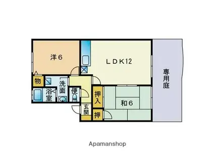 ハイカムール・ソレイユB(2LDK/1階)の間取り写真