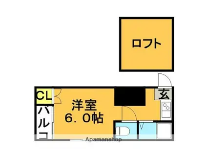 ハイルーフ春日原(ワンルーム/1階)の間取り写真