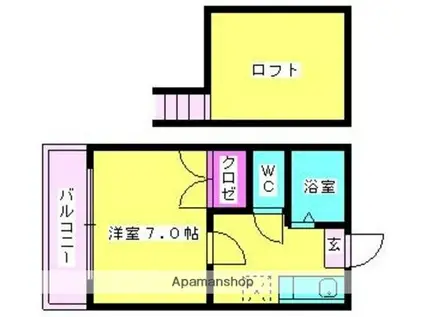 クレメンツ(ワンルーム/2階)の間取り写真