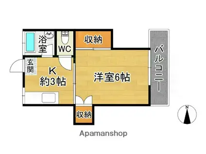 竜恵コーポ(1K/2階)の間取り写真