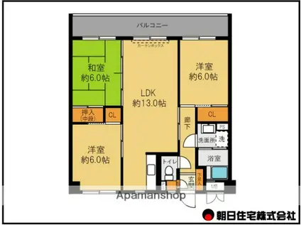 メゾン・ヤナセ(3LDK/4階)の間取り写真