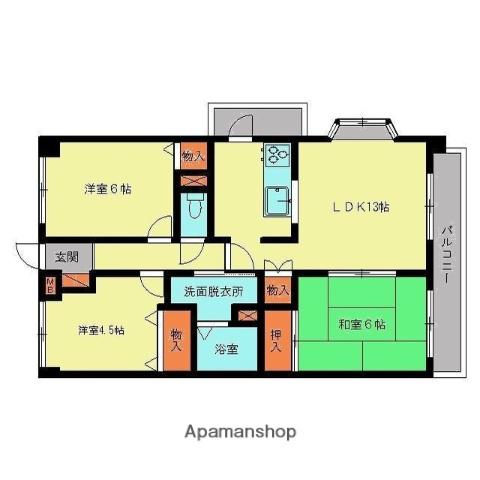 ヴェルディ深川(3LDK/4階)の間取り写真