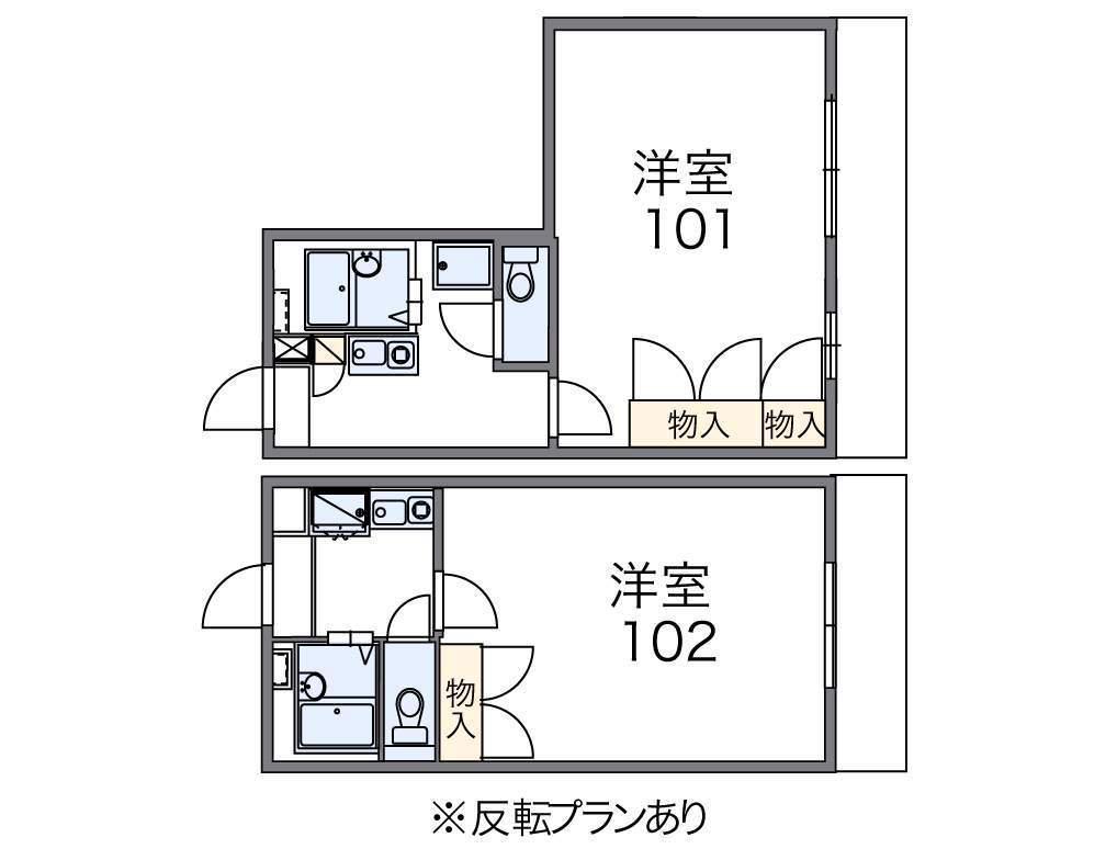 レオパレス柏原Ⅲ(1K/1階)の間取り写真