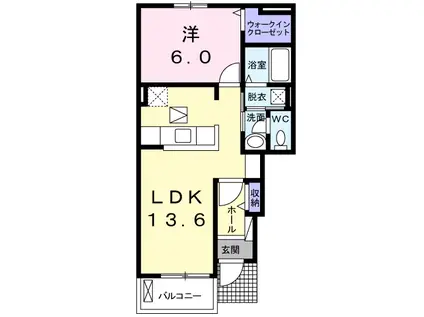ベル ソレイユ(1LDK/1階)の間取り写真