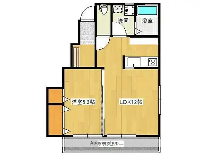 キャメロット内橋(1LDK/1階)の間取り写真