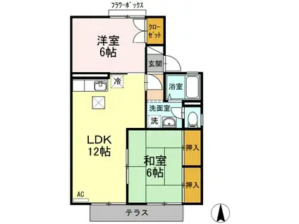 セジュール・ドゥ・エスペレ(2LDK/1階)の間取り写真