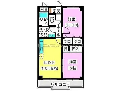 メゾンドソレイユ(2LDK/3階)の間取り写真