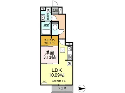 ラフィネ三沢(1LDK/1階)の間取り写真