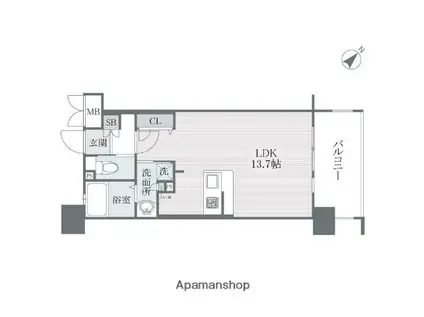 グラナス下大利駅前(ワンルーム/8階)の間取り写真