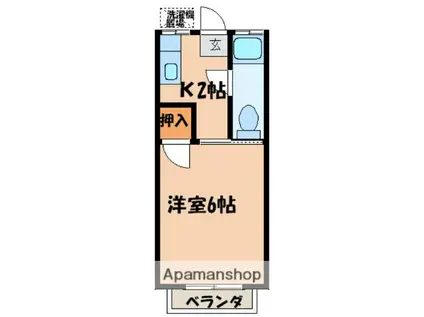 ヒルズ二日市(1K/1階)の間取り写真