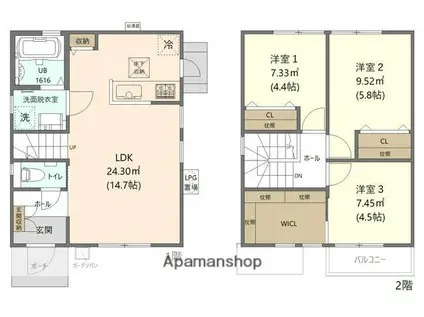 西鉄天神大牟田線 井尻駅 徒歩14分 2階建 築3年(3LDK)の間取り写真