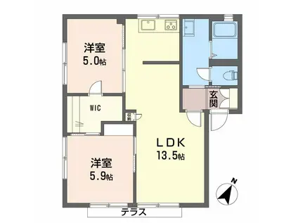 メゾン・フォ・レ大利(2LDK/1階)の間取り写真