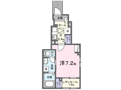 シエレトワール(1K/1階)の間取り写真