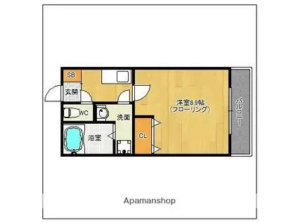 クレフラスト二日市北B棟(1K/1階)の間取り写真