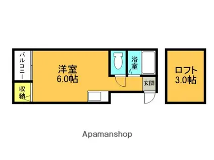 ハイム二日市A棟(ワンルーム/2階)の間取り写真