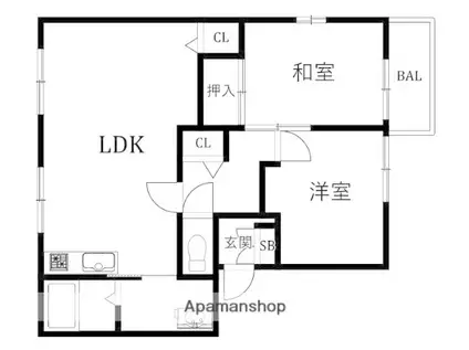 MAY美しが丘(2LDK/2階)の間取り写真