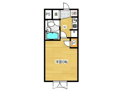 ウイングピア二日市(1K/3階)の間取り写真