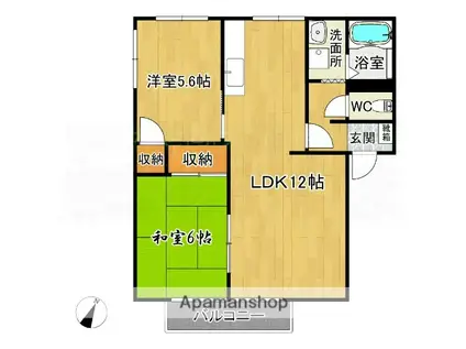 ファミーユ石崎A(2LDK/2階)の間取り写真