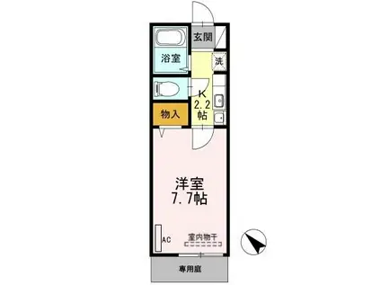 セリバテール太宰府(1K/1階)の間取り写真