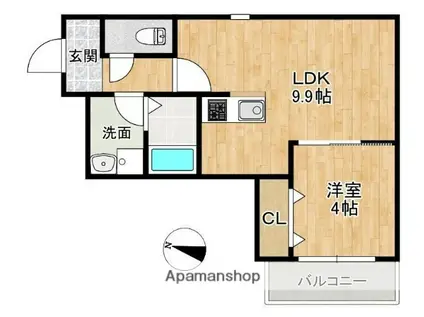 シェリール松ヶ丘(1LDK/3階)の間取り写真