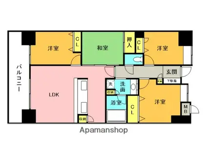 パルテノン筑紫ステーションタワー(3LDK/15階)の間取り写真