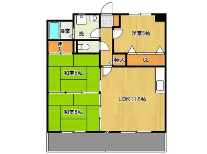 オークティプラザ原田(3LDK/2階)の間取り写真