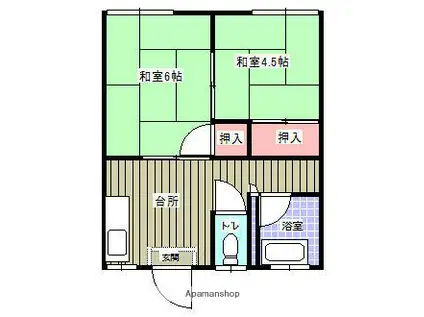 三星コーポ(2DK/2階)の間取り写真