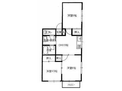 シティハウス須恵(3DK/2階)の間取り写真