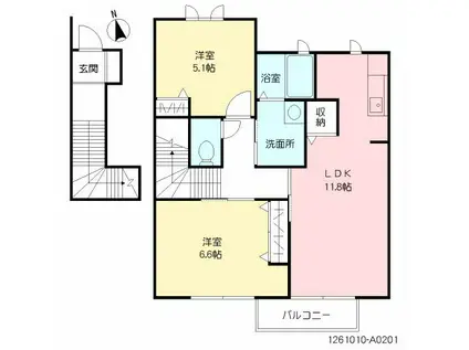 SEKISUIハーベスト東公園台(2LDK/2階)の間取り写真