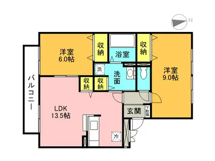 ピュアパームB(2LDK/2階)の間取り写真