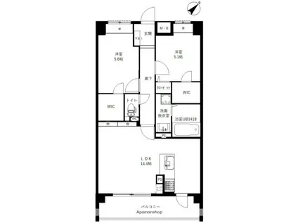 ソルカーサ(2LDK/6階)の間取り写真