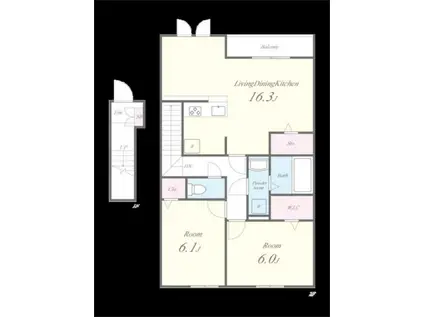 アン ボロンテ(2LDK/2階)の間取り写真