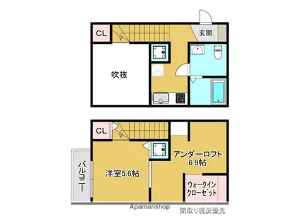 ハイドレンディア(1K/1階)の間取り写真