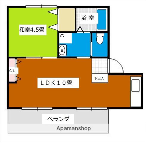 大坪飯田ビルA(1LDK/1階)の間取り写真
