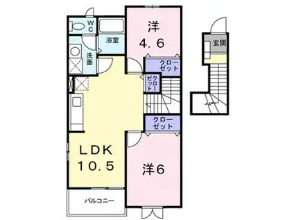 ボニートパルB(2LDK/2階)の間取り写真