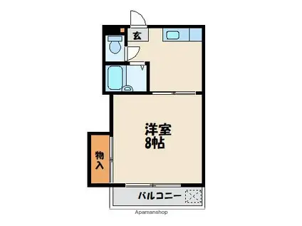 サンシャイン田代Ⅱ(1K/1階)の間取り写真