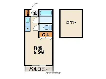 鹿児島本線 九産大前駅 徒歩8分 2階建 築29年(ワンルーム/1階)の間取り写真
