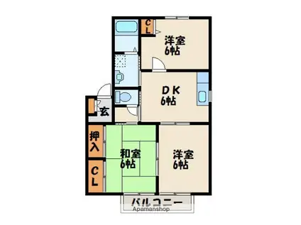 フォーレス古野(3DK/1階)の間取り写真