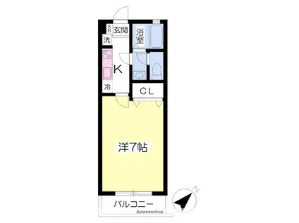 レアル香椎(1K/2階)の間取り写真