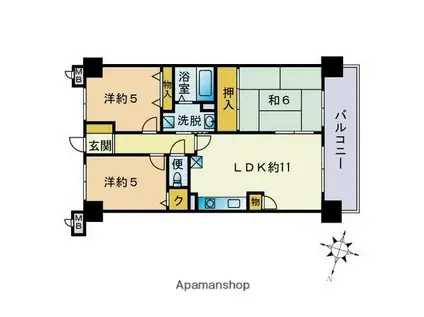 三愛シティライフ香椎(3LDK/3階)の間取り写真