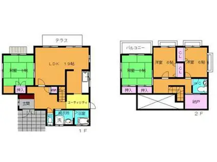 鹿児島本線 福工大前駅 徒歩15分 2階建 築35年(4SLDK)の間取り写真