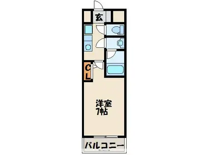 ジュネス自由ヶ丘(1K/2階)の間取り写真