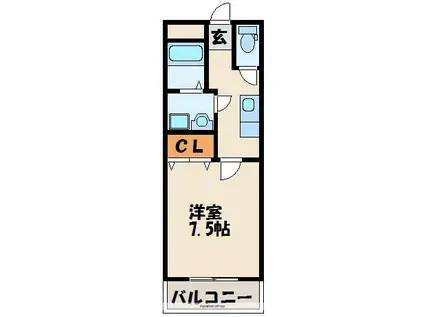 イデアハイツⅥ(1K/1階)の間取り写真