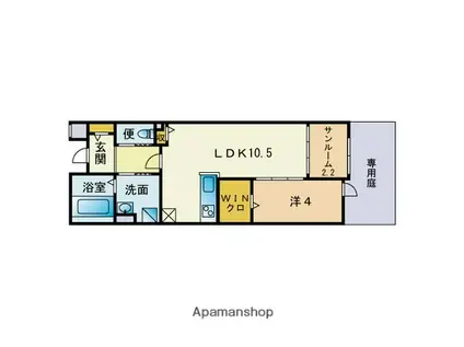 サニーサイドテラス香住ヶ丘(1LDK/1階)の間取り写真
