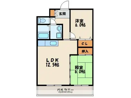 アネックスⅢ(2LDK/3階)の間取り写真