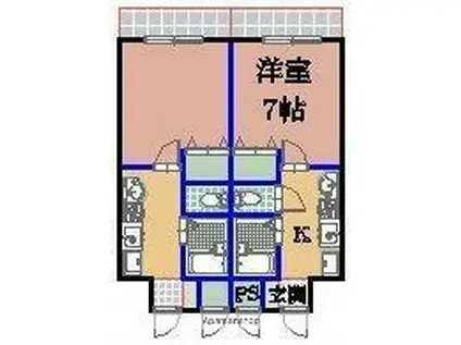 ジュネス学園通北棟・南棟(1K/2階)の間取り写真