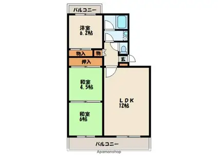 ファミール香椎Ⅱ(3LDK/1階)の間取り写真