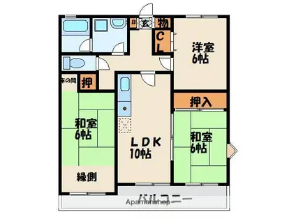 フローラ3(3LDK/2階)の間取り写真